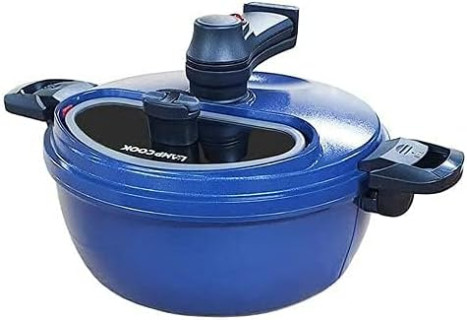 LAMPCOOK With Highlight Lifter Automatic Pots Stirrer for Cooking [HAND FREE COOKING POT] Non-Stick Frying Saucepan, Rotating Blade, Oil Drain, Easy Clean, Cordless, Pot Lid