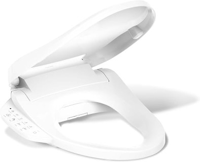 KOHLER PureWash E590 Elongated Heated Bidet Toilet Seat, White with Side Panel, Quiet-Close Lid, Self-Cleaning Wand, Adjustable Water Pressure and Nightlight, Easy Installation