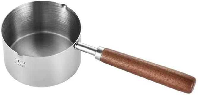 BinaryABC Mini Sauce Pan Cooking Pot, Stainless Steel with Pour Spout, 250ml