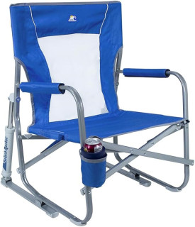 GCI Outdoor Waterside Beach Rocker Folding Beach Chair & Portable Rocking Chair, Saybrook Blue