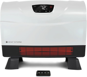 Heat Storm Phoenix Infrared Space Heater with Attachable Feet, Remote Control, Energy Efficient-750-1500 Watts, White Floor or Wall - HS-1500-PHX