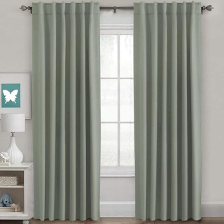 H.VERSAILTEX Blackout Curtains Thermal Insulated Window Treatment Panels Room Darkening Blackout Drapes for Living Room Back Tab/Rod Pocket Bedroom Draperies (2 Panels, Sea Grass, 52 x 96 Inch)