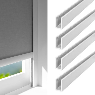U Channel Aluminium Alloy Light Blocking Strips for Roller Blinds Light Gap Blockers Window Shades Side Rail Tracks Bedroom Sleep Nursery (White,58