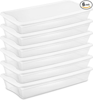 Sterilite 6-Pack Storage Box, Stackable Clear Plastic Bins with Snap-On Lids, 41 Quart - Heavy-Duty Organizing Containers for Closet, Bathroom, and Office