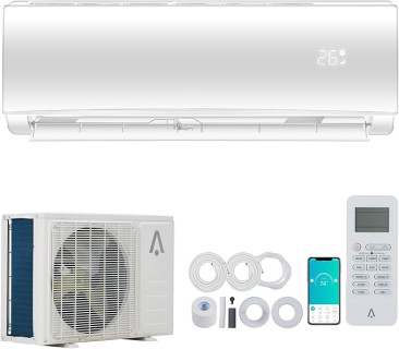 Mini Split Air Conditioner, 18,000 Btu Wall Mounted AC with Heat Pump & Accessories, Ductless Inverter Split-System Air Conditioners Cools up to 1250 Sq.Ft, WIFI & Remote Control, 208/230V