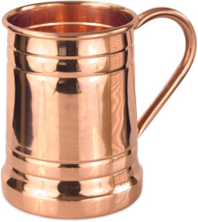 PURE COPPER BEER MUG – Unique Tankard Look - Handmade 100% Pure Copper Beer Stein - Solid Copper,No Lining - Polished Copper Inside & Out - 18 oz – Ice Cold Beer, Moscow Mules, & Recipes E-book