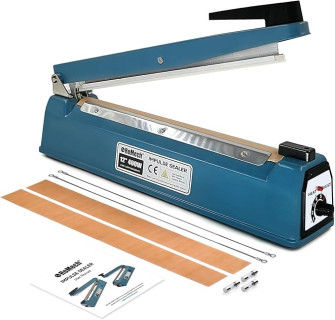 ROMECH 12 Inch Impulse Bag Sealer, Solid Metal Housing Heavy Duty Manual Heat Sealer Machine with Spare Parts for Sealing Plastic Bags & Shrink Wrap Bags (400W)