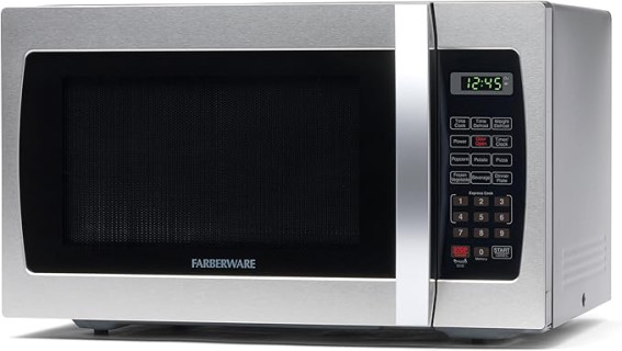 Farberware Countertop Microwave 1000 Watts, 1.3 Cu. Ft. - Microwave Oven With LED Lighting and Child Lock - Perfect for Apartments and Dorms - Easy Clean Stainless Steel