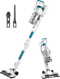 Eureka NEC185 Cordless Stick Vacuum Cleaner Convenient for Hard Floors, Rechargeable Handheld Vacuum Cleaner Portable with Powerful Motor Efficient Suction,White