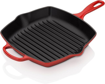 Le Creuset Enameled Cast Iron Signature Square Skillet Grill, 10.25