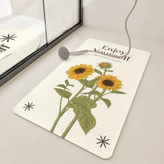 UKELER Sunflower Bath Tub Shower Mat 27.5 x 15.7 Inch Non-Slip Shower Stall Mat Comfortable Massage Bathtub Mat with Suction Cups