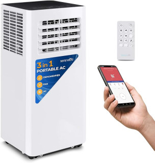 SereneLife Portable Room Air Conditioner – 8,000 BTU Compact Home A/C Unit with Dehumidifier & Fan Modes, Metal Control Box, Rotary Compressor, LED Display, Easy Setup, Includes Window Mount Kit