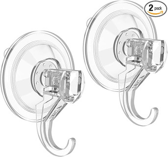 VIS'V Wreath Hanger, Large Suction Cup Wreath Hooks, Heavy Duty, 22 LB Capacity, Removable and Reusable, Clear, 2 Pcs