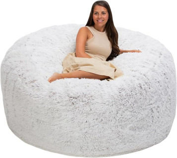 ULTIMATE SACK 6ft Bean Bag Chair, Oversize Bean Bag Chair for Adults, Comfy Chair Bean Bag Couch Lounge Sofa Loveseat Furniture | Snow Juno
