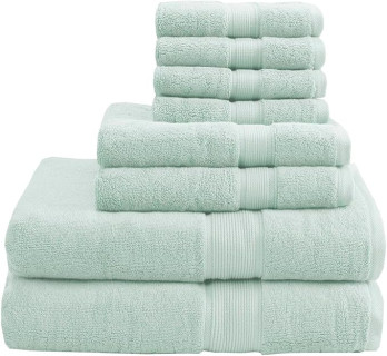 Madison Park 800GSM Bathroom Towel Set of 8 100% Cotton Bath Towel Set for Bathroom Luxurious Highly Absorbent 2 Bath Towels 2 Hand Towels 4 Washcloths Quick Dry Spa Quality Seafoam