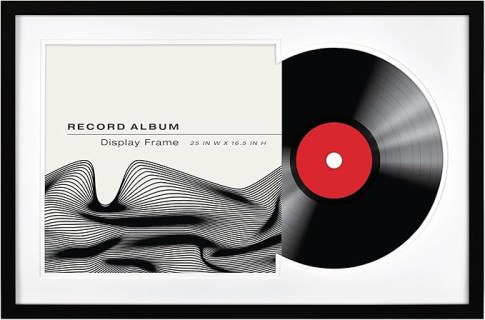 MCS Double Matte Record Album Frame, 16.5x25 Record Frame, Black Frame for LP Vinyl Record & Jacket Display (1-Pack)