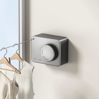 Retractable Clothesline Indoor, Non-Sagging Outdoor Clothes Line Retracting Heavy Duty Clothes Drying Laundry Line Wall Mounted Stainless Steel Line-15.1 Feets(Rectangle-Gray)