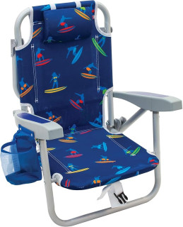 Rio Beach Kid's 5-Position Lay Flat Backpack Folding Beach Chair, Surf Power Surfer