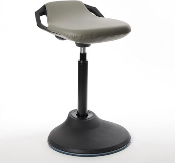 bonVIVO Standing Desk Chair - Ergonomic Chair for Tall Office Desks w/Back Support and Handles for Posture and Balance - Work from Home High Stool - Light Grey