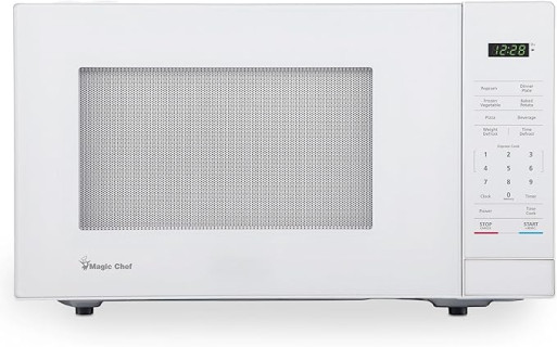 Magic Chef Compact Countertop Microwave Oven, 1,000 Watts, White, 1.1 Cu. Ft. - Digital Kitchen Appliance with One-Touch Cooking, Child Lock, Timer, Reheat, Defrost, and 10 Power Levels