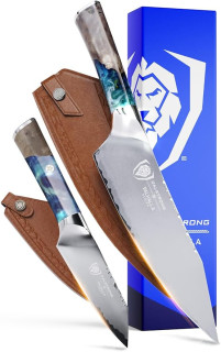 Dalstrong 2 Piece Knife Set - Chef Knife 8 inch & Paring Knife 4 inch - Valhalla Series - Premium 9CR18MOV HC Steel - Celestial Resin & Wood Handle - Razor Sharp - Essential Set - Leather Sheath