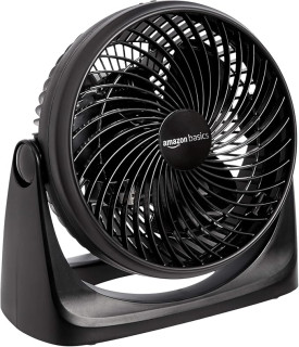 Amazon Basics Air Circulator Fan, Desk Fan for Bedroom, Home and Office, With 90-Degree Tilt Head, 3 Speed Settings, Lightweight (3 LBS), 35 Watts, Black, 11.1