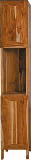 EcoDecors Curvature Free Standing Linen Closet, with Soft Close Doors, Arives Fully Assembled in Natural Color