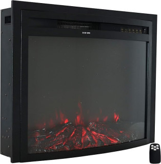 Sunnydaze Black Contemporary Indoor Electric Fireplace Insert - Wall Mount Electric Fireplace Heater with 9 Color Options - 28-Inch