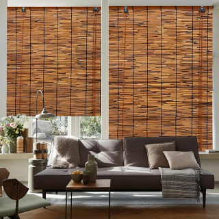 2 Pack Bamboo Reed Roll-Up Blind Shades for Windows, 47