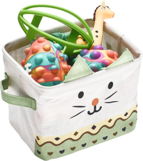 Hallops Storage Open Bins - Organizing Fabric Open Storage Bins - Foldable Square Cube Baskets Shelves - Storage for Book, Closet, Shelves, Laundry, Bathroom Organization- Set of 2 - Green 8x6x6 Inch