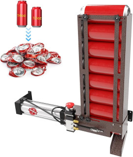 Pneumatic Can Crusher with Hopper,Heavy Duty Air Powered Can Crusher for Recycling 12oz 16oz,Wall Mounted Soda Beer Smasher (Bronze)