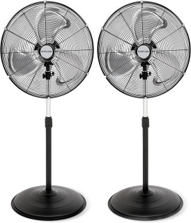 Hurricane 2-Pack Pro High-Velocity Oscillating Metal Stand Fan w/ 3-Speed Setting, 20