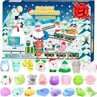Mochi Squishies Advent Calendars 2024 Kawaii Christmas Countdown Toys Party Favors for Kids Gift for Christmas with 24pcs Different Cute Animal Toys for Girls Boys Xmas Countdown Calendar